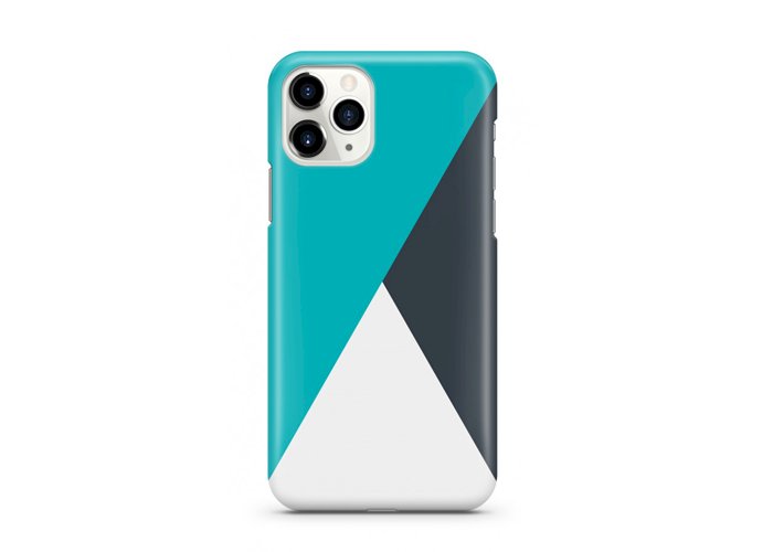 iPhone 11 Pro-Slim Case - Electric Mint With Grease Black Triangle Cut Stripes Pattern