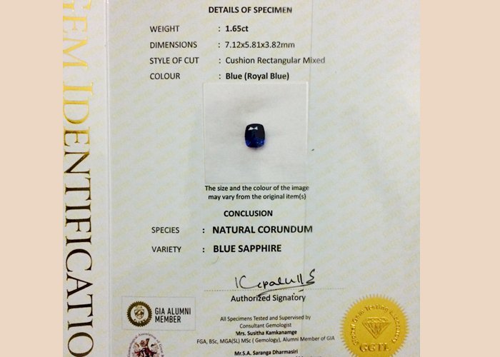 1.65 Cts Natural Blue Sapphire Clean Royal Blue Sapphire