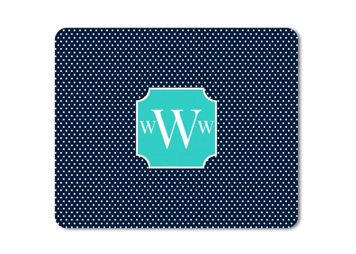 Mouse Pad - Rectangular - Navy Blue Monogram Design