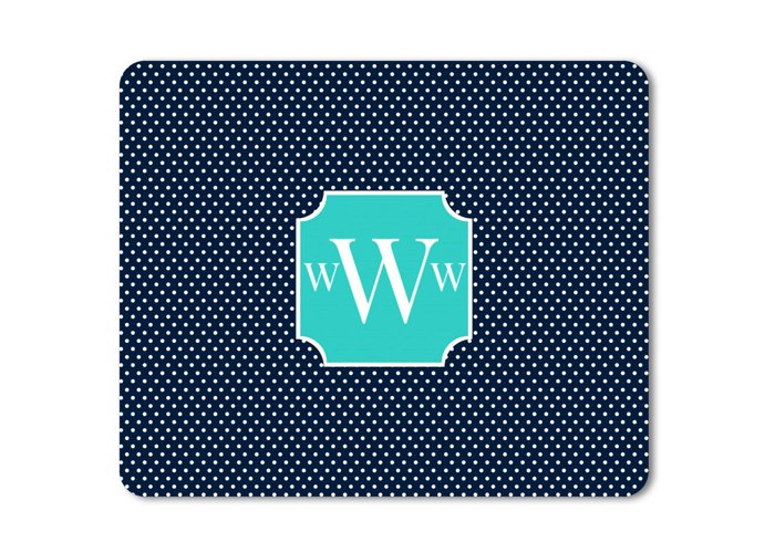 Mouse Pad - Rectangular - Navy Blue Monogram Design