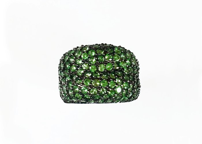 Natural Greene Tavorite Silver Ring