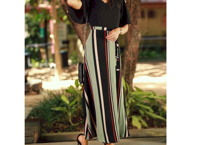 TWO TONE SIDE SLIT MAXI