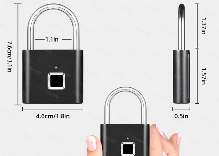 Towode 1/2Pcs Keyless USB Rechargeable Door Lock Fingerprint Smart Padlock Quick Unlock Zinc alloy Metal Self Developing Chip