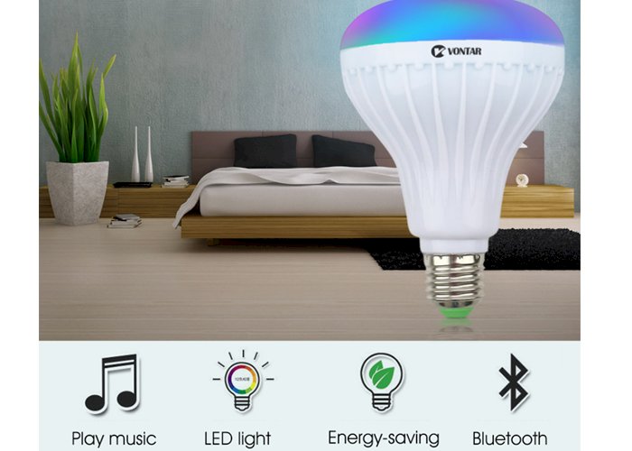 VONTAR E27 B22 Wireless Bluetooth Speaker+12W RGB Bulb LED Lamp 110V 220V Smart Led Light Music Player Audio with Remote Control