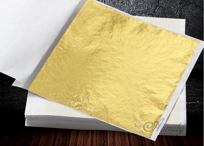 Aomily 9x9cm 100 sheets/ K Gold Leaf for Gilding Furniture Lines Wall Crafts Handicrafts Gilding Decoration