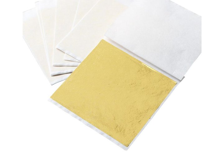 Aomily 9x9cm 100 sheets/ K Gold Leaf for Gilding Furniture Lines Wall Crafts Handicrafts Gilding Decoration