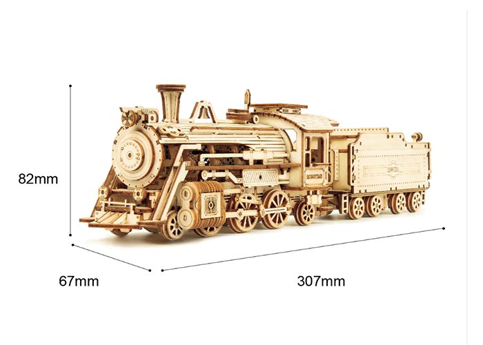 Robotime Rokr DIY 308pcs Laser Cutting Movable Steam Train Wooden Model Building Kits Assembly Toy Gift for Children Adult MC501