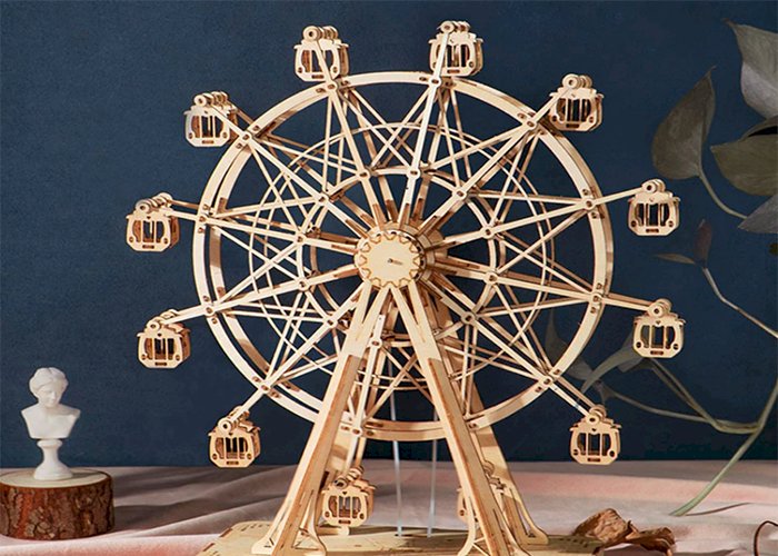 Robotime 232pcs Rotatable DIY 3D Ferris Wheel Wooden Model Building Block Kits Assembly Toy Gift for Children Adult TGN01