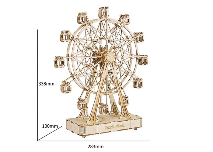 Robotime 232pcs Rotatable DIY 3D Ferris Wheel Wooden Model Building Block Kits Assembly Toy Gift for Children Adult TGN01