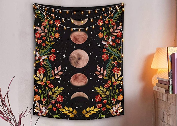 Psychedelic Moon Starry Tapestry Flower Wall Hanging Room Sky Carpet Dorm Tapestries Art Home Decoration Accessories