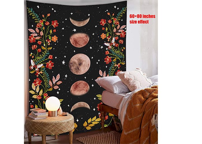 Psychedelic Moon Starry Tapestry Flower Wall Hanging Room Sky Carpet Dorm Tapestries Art Home Decoration Accessories