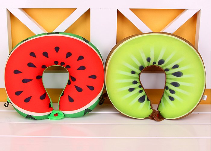 HazyBeauty U Shape Memory Foam Pillow Plane Fruits Watermelon Shape Traveling Airplane Pillow U-shape Neck Pillows 28x30cm