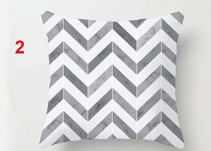 Geometric Cushion Cover Black and White Polyester Throw Pillow Case Striped Dotted Grid Triangular Geometric Art Cushion Cover