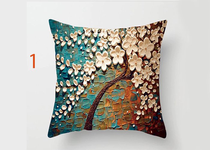 Nordic Style Oil Painting 45*45cm Cushion Cover Polyester Sofa Throw Pillow Car Home Decoration Decorative Pillowcase