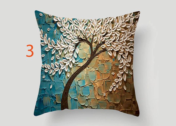 Nordic Style Oil Painting 45*45cm Cushion Cover Polyester Sofa Throw Pillow Car Home Decoration Decorative Pillowcase