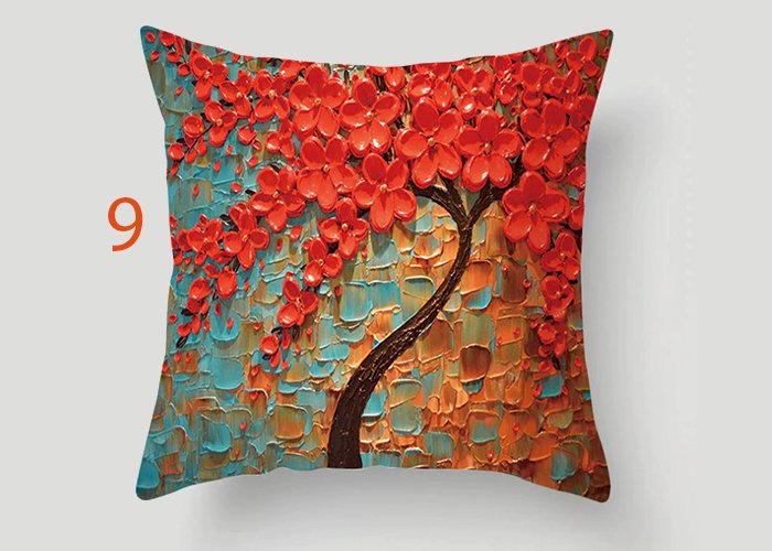 Nordic Style Oil Painting 45*45cm Cushion Cover Polyester Sofa Throw Pillow Car Home Decoration Decorative Pillowcase