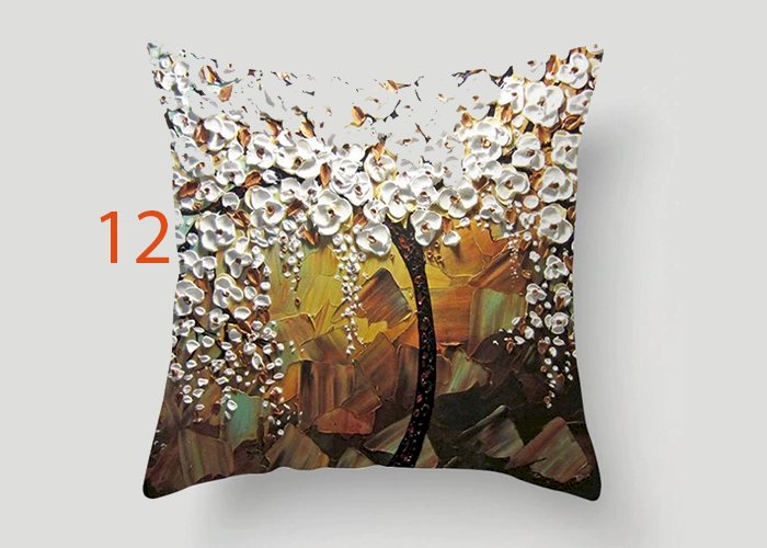 Nordic Style Oil Painting 45*45cm Cushion Cover Polyester Sofa Throw Pillow Car Home Decoration Decorative Pillowcase