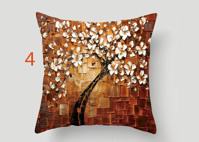 Nordic Style Oil Painting 45*45cm Cushion Cover Polyester Sofa Throw Pillow Car Home Decoration Decorative Pillowcase