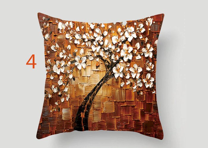 Nordic Style Oil Painting 45*45cm Cushion Cover Polyester Sofa Throw Pillow Car Home Decoration Decorative Pillowcase