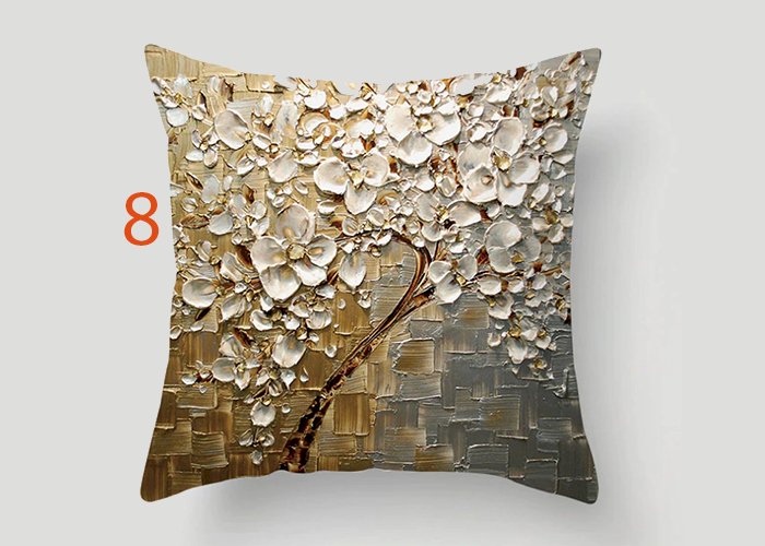 Nordic Style Oil Painting 45*45cm Cushion Cover Polyester Sofa Throw Pillow Car Home Decoration Decorative Pillowcase