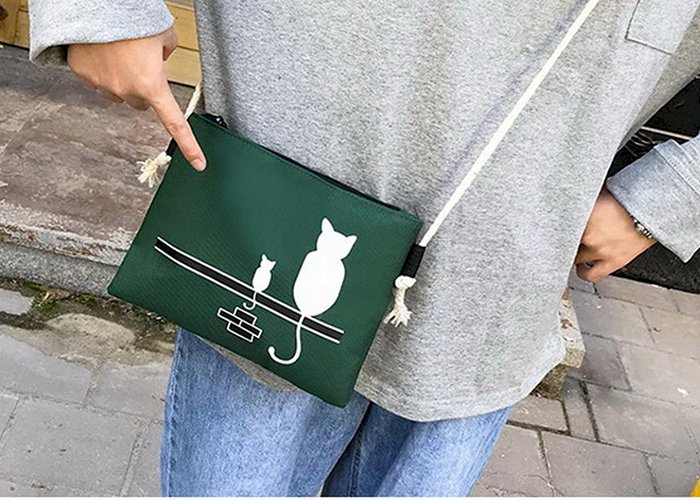 4Pcs/Set Panelled Women Backpack Canvas Cat Pattern School Bag For Girl Patchwork Backpack Female Shoulder Bag WLHB2065