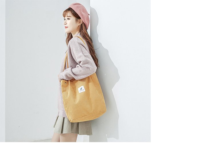 Bags for Women 2020 Corduroy Shoulder Bag Reusable Shopping Bags Casual Tote Female Handbag 