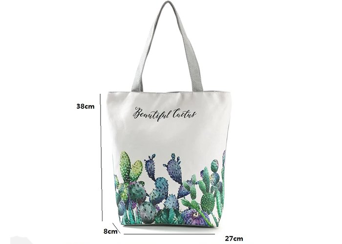 Summer Green Leaf Printed Women Handbag Foldable & Reusable Beach Bag Large Capacity Canvas Travel Bag For Female