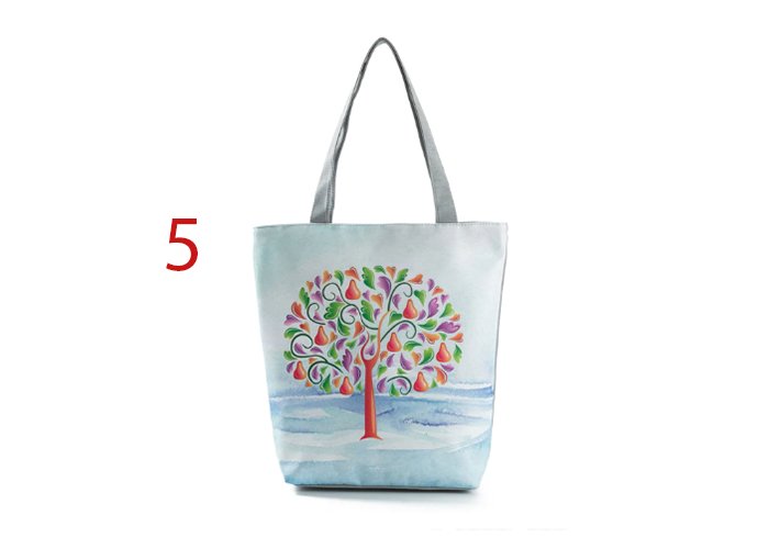 Summer Green Leaf Printed Women Handbag Foldable & Reusable Beach Bag Large Capacity Canvas Travel Bag For Female