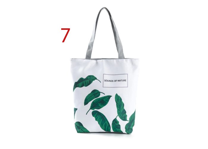 Summer Green Leaf Printed Women Handbag Foldable & Reusable Beach Bag Large Capacity Canvas Travel Bag For Female