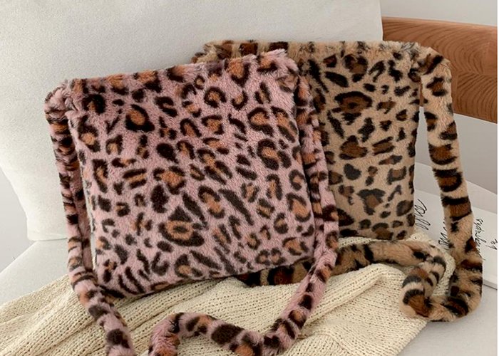 HOT Leopard Plush Shoulder Bags for Women's Autumn And Winter Fashion ladies Vintage Handbags women Large Capacity Messenger Bag