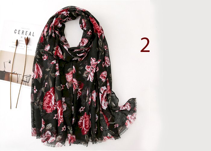 Women Spring Cotton Tassel Shawl Floral Voile Korean Style Long Pashmina Wrap Thin Sun Protection Summer Soft Scarf