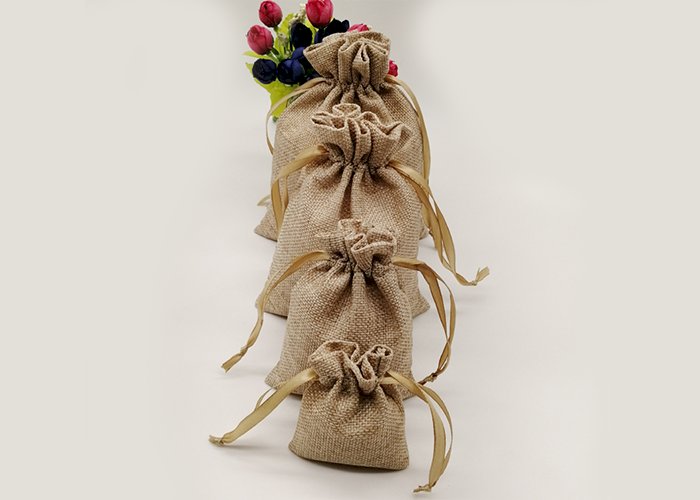 Silk Ribbon Jute Bag Sack Drawstring Bag Small Jewelry Bags Pouch for Jewelry Packaging Display Wedding Christmas Gift Bag