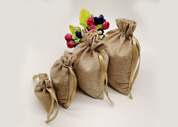 Silk Ribbon Jute Bag Sack Drawstring Bag Small Jewelry Bags Pouch for Jewelry Packaging Display Wedding Christmas Gift Bag