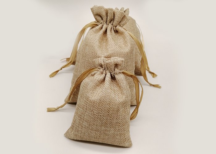 Silk Ribbon Jute Bag Sack Drawstring Bag Small Jewelry Bags Pouch for Jewelry Packaging Display Wedding Christmas Gift Bag