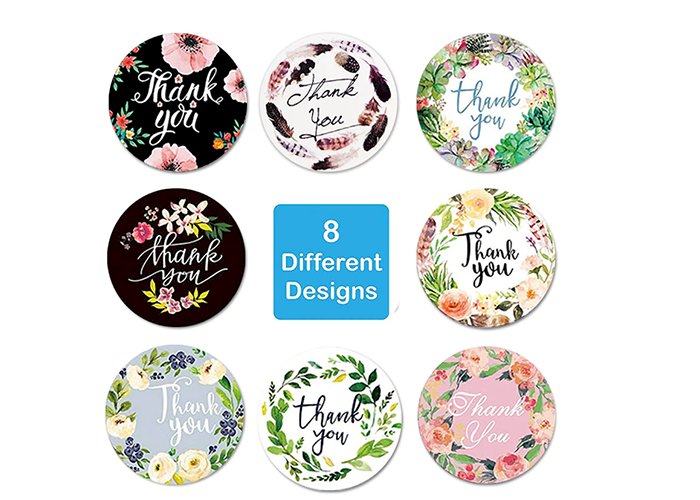 4cm 500pcs Autocollant Merci Auto-Adhésifs, Stickers Merci Rond, Thank You  Stickers Motif floral, Sticker Étiquette Décoration Cadeau, Mariage