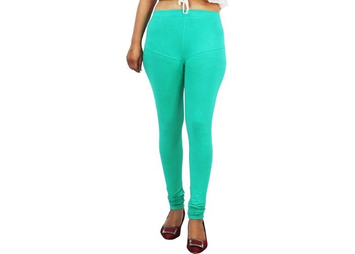 Lovely India Fashion Full Stretchable Solid Regular Shining Leggings for Women and Girls Colour Aqua