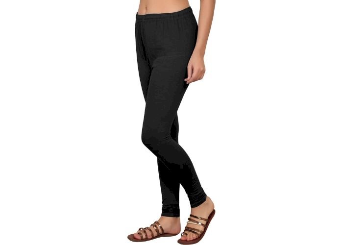 Lovely India Fashion Full Stretchable Solid Regular Shining Leggings for Women and Girls Colour Black