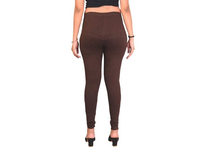 Lovely India Fashion Full Stretchable Solid Regular Shining Leggings for Women and Girls Colour Brown