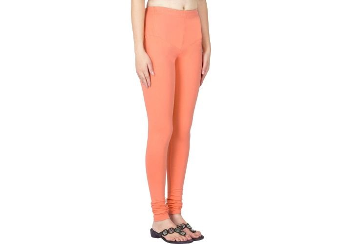 Lovely India Fashion Full Stretchable Solid Regular Shining Leggings for Women and Girls Colour Peach