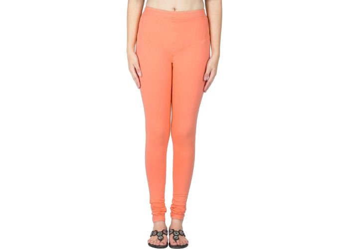 Lovely India Fashion Full Stretchable Solid Regular Shining Leggings for Women and Girls Colour Peach