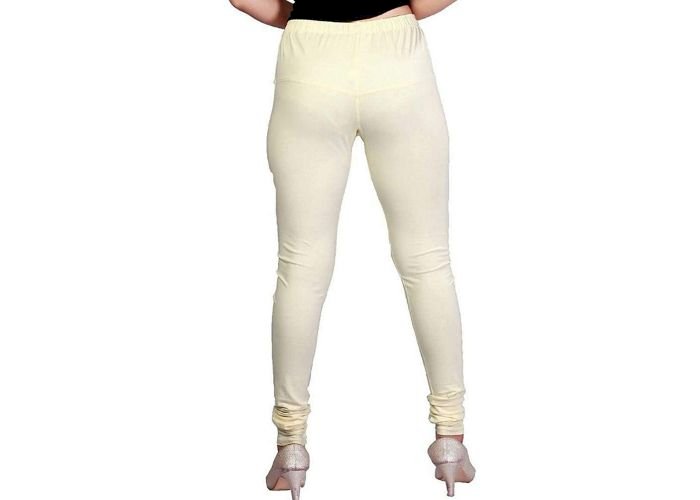 Lovely India Fashion Full Stretchable Solid Regular Shining Leggings for Women and Girls Colour Cream