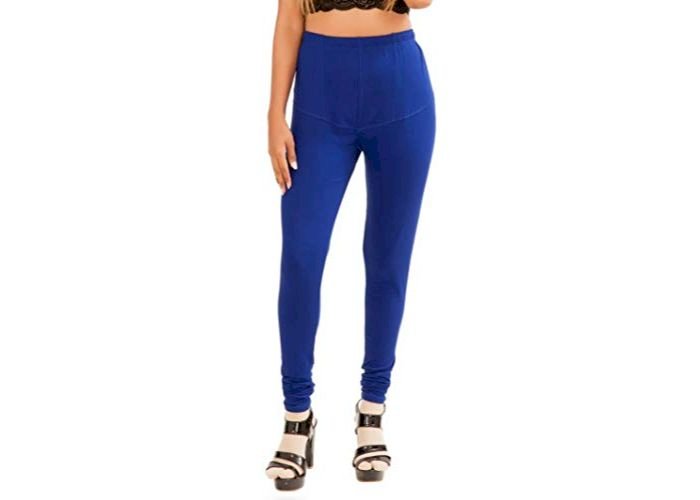 Lovely India Fashion Full Stretchable Solid Regular Shining Leggings for Women and Girls Colour Royal Blue 