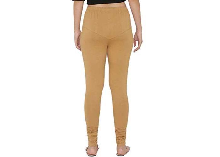 Lovely India Fashion Full Stretchable Solid Regular Shining Leggings for Women and Girls Colour Dark Golden