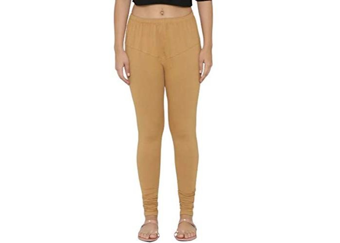 Lovely India Fashion Full Stretchable Solid Regular Shining Leggings for Women and Girls Colour Dark Golden