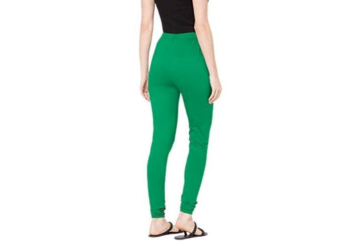 Lovely India Fashion Full Stretchable Solid Regular Shining Leggings for Women and Girls Colour Dark Green