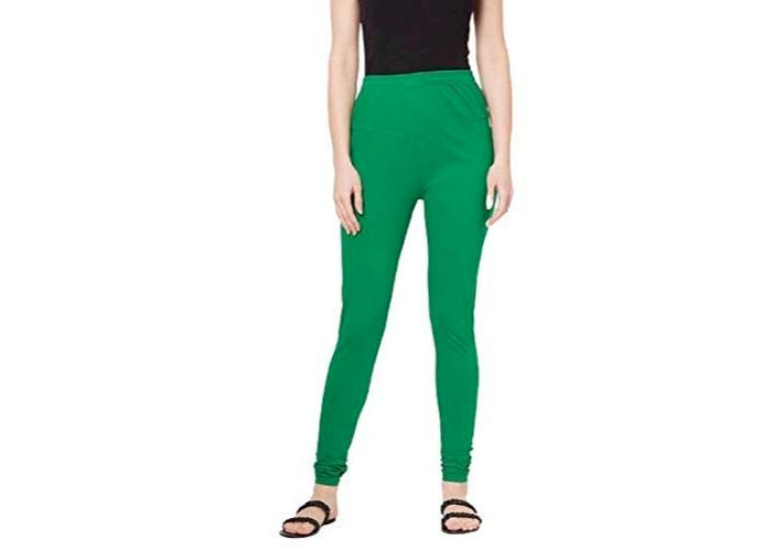 Lovely India Fashion Full Stretchable Solid Regular Shining Leggings for Women and Girls Colour Dark Green