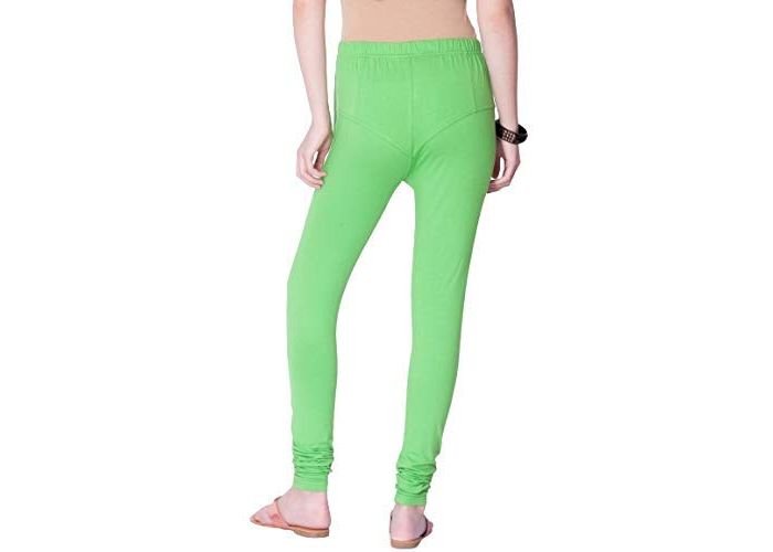 Lovely India Fashion Full Stretchable Solid Regular Shining Leggings for Women and Girls Colour Dark Lime