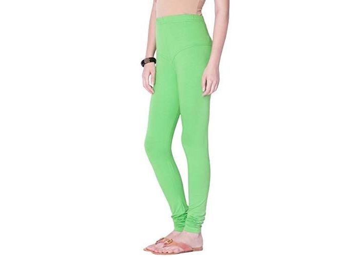 Lovely India Fashion Full Stretchable Solid Regular Shining Leggings for Women and Girls Colour Dark Lime