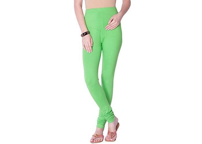 Lovely India Fashion Full Stretchable Solid Regular Shining Leggings for Women and Girls Colour Dark Lime