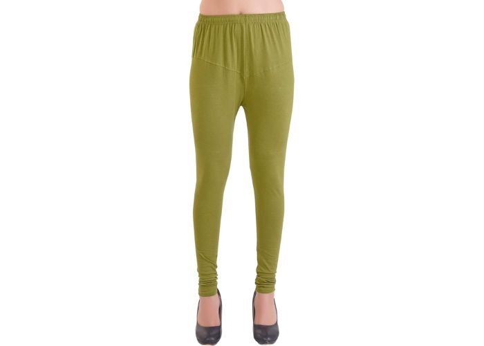 Lovely India Fashion Full Stretchable Solid Regular Shining Leggings for Women and Girls Colour Dark Mehndi
